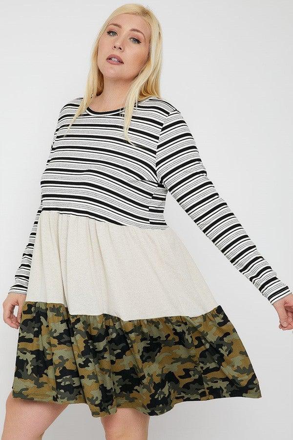 Tiered Color Block Dress Blue Zone Planet