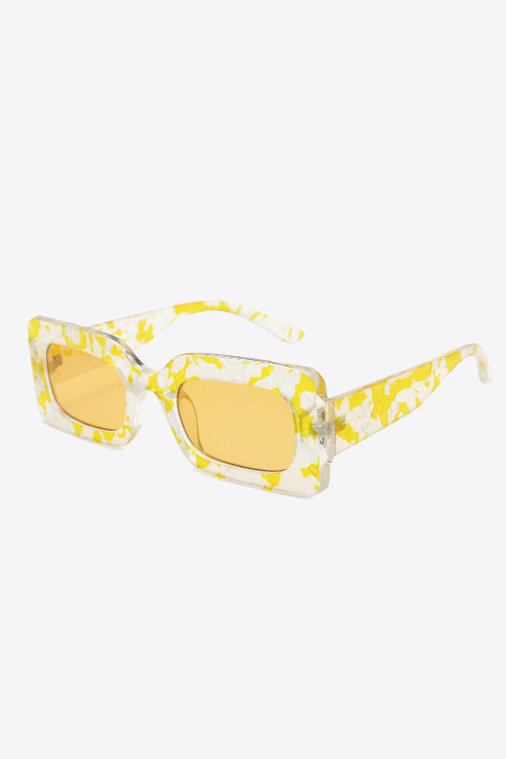Tortoiseshell Rectangle Polycarbonate Sunglasses BLUE ZONE PLANET