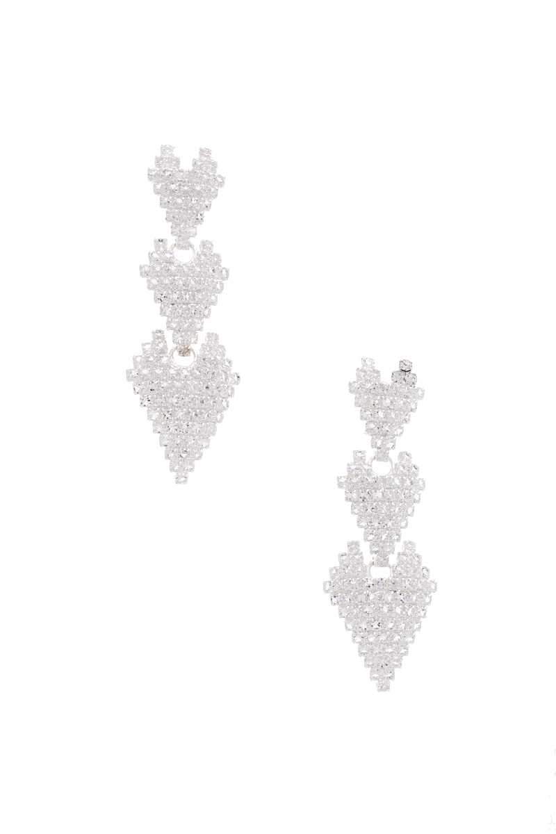 Triple Rhinestone Heart Earring Blue Zone Planet