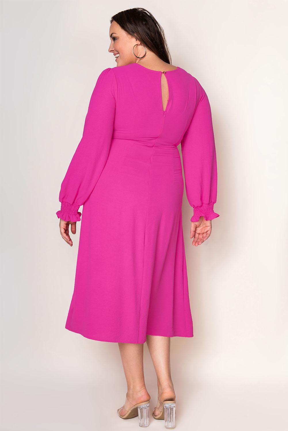 Twist Front V-Neck Flounce Sleeve Midi Dress BLUE ZONE PLANET