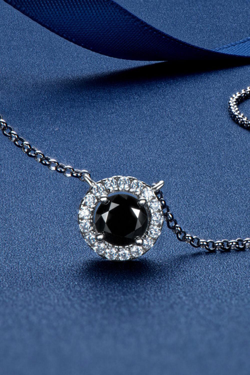 Two-Tone 1 Carat Moissanite Round Pendant Necklace BLUE ZONE PLANET