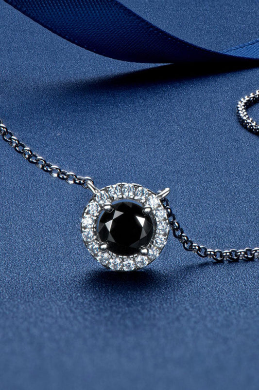 Two-Tone 1 Carat Moissanite Round Pendant Necklace BLUE ZONE PLANET