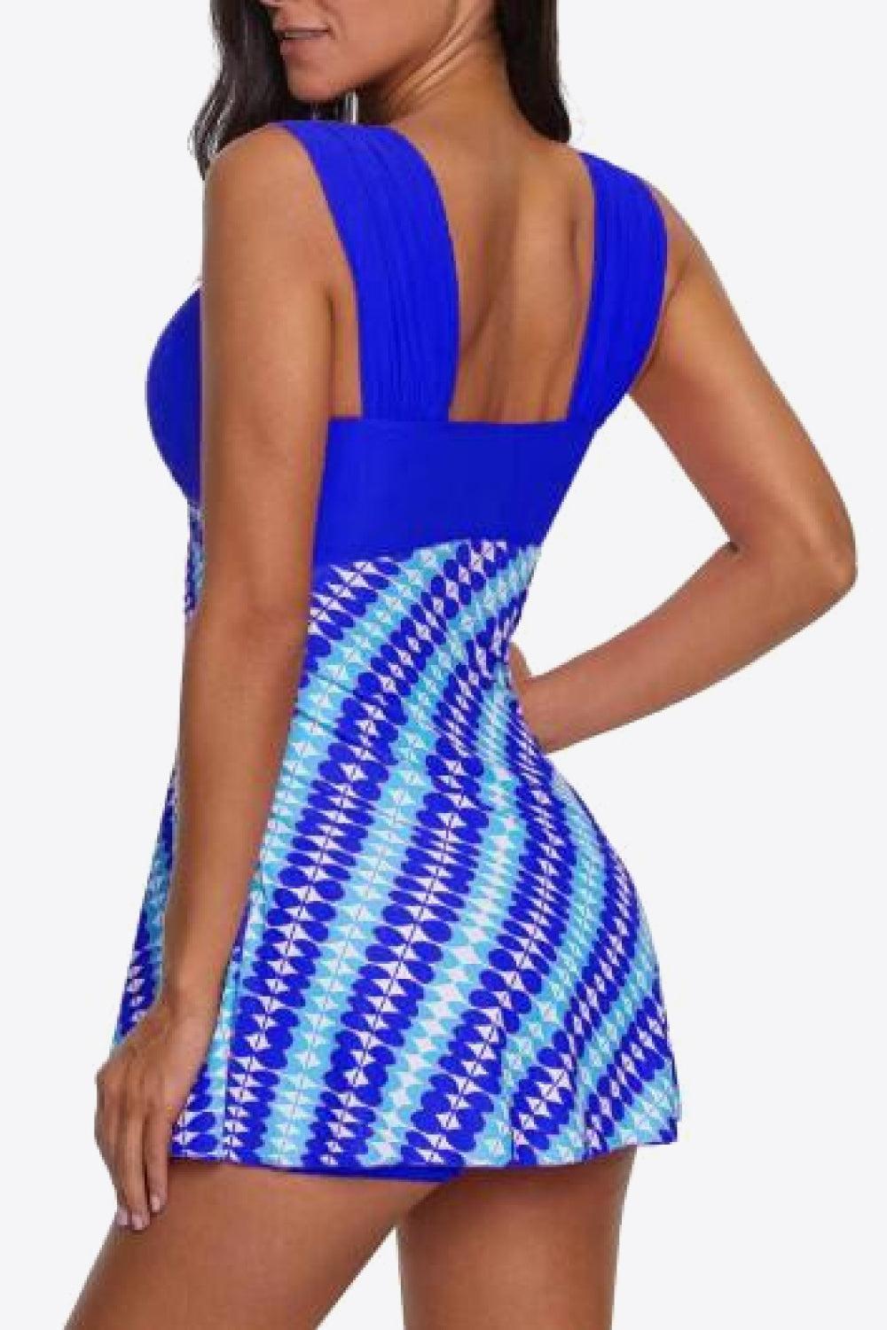 Two-Tone Sweetheart Neck Tankini Set BLUE ZONE PLANET