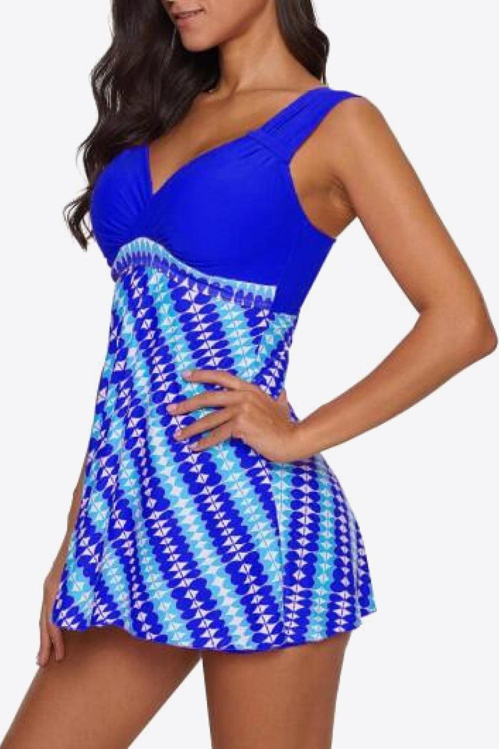 Two-Tone Sweetheart Neck Tankini Set BLUE ZONE PLANET