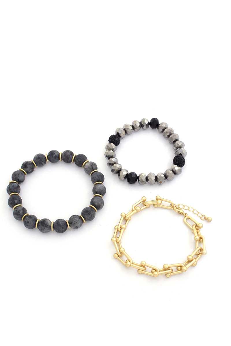 U Link Stone Beaded Bracelet Set. Blue Zone Planet