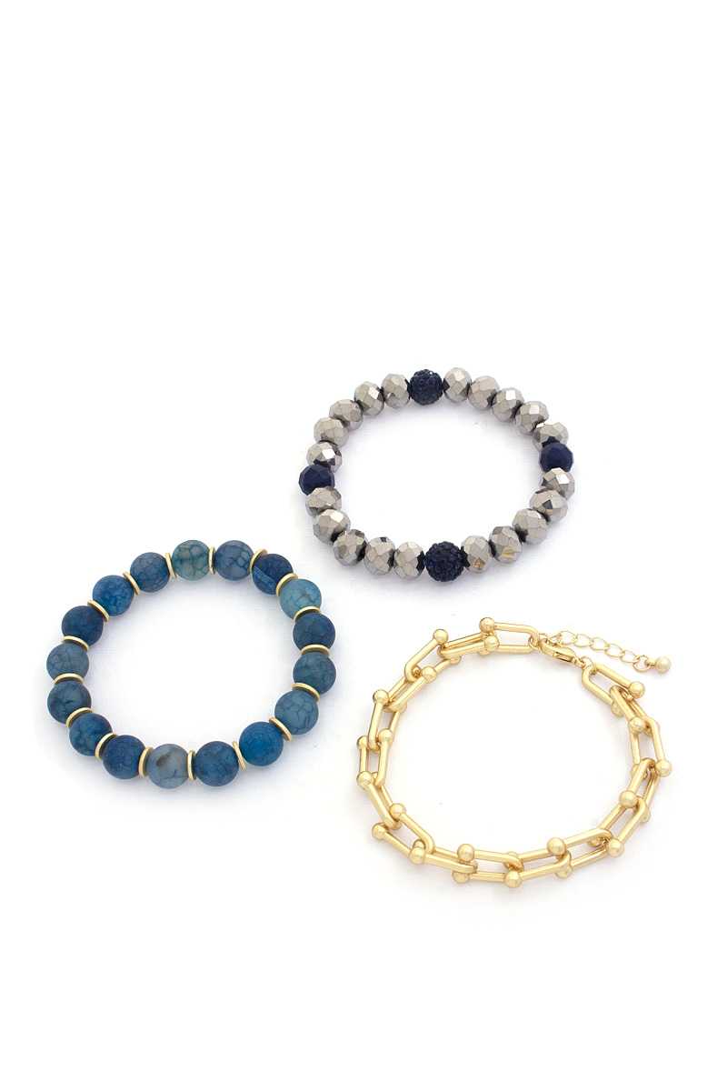 U Link Stone Beaded Bracelet Set. Blue Zone Planet