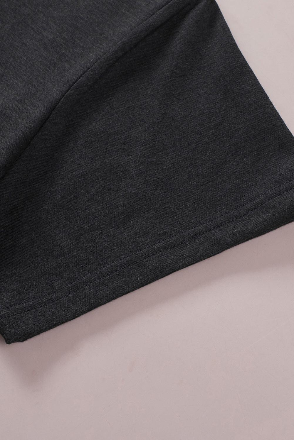 V-Neck Fringe Hem T-Shirt BLUE ZONE PLANET