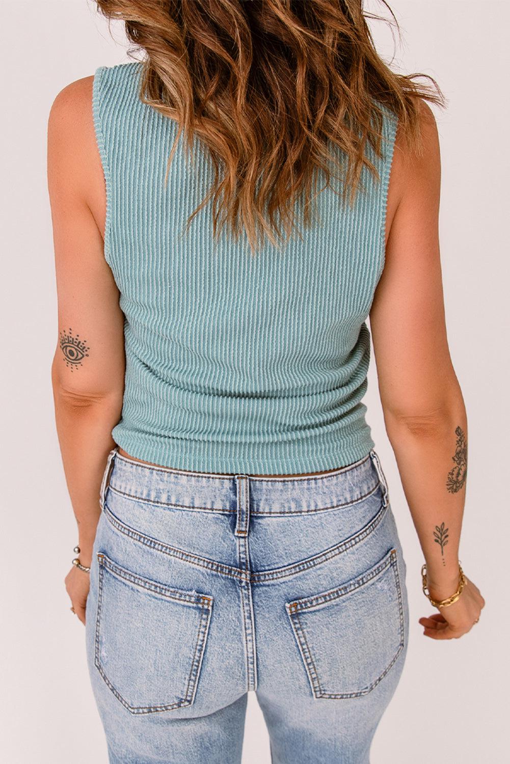 V-Neck Ribbed Top BLUE ZONE PLANET