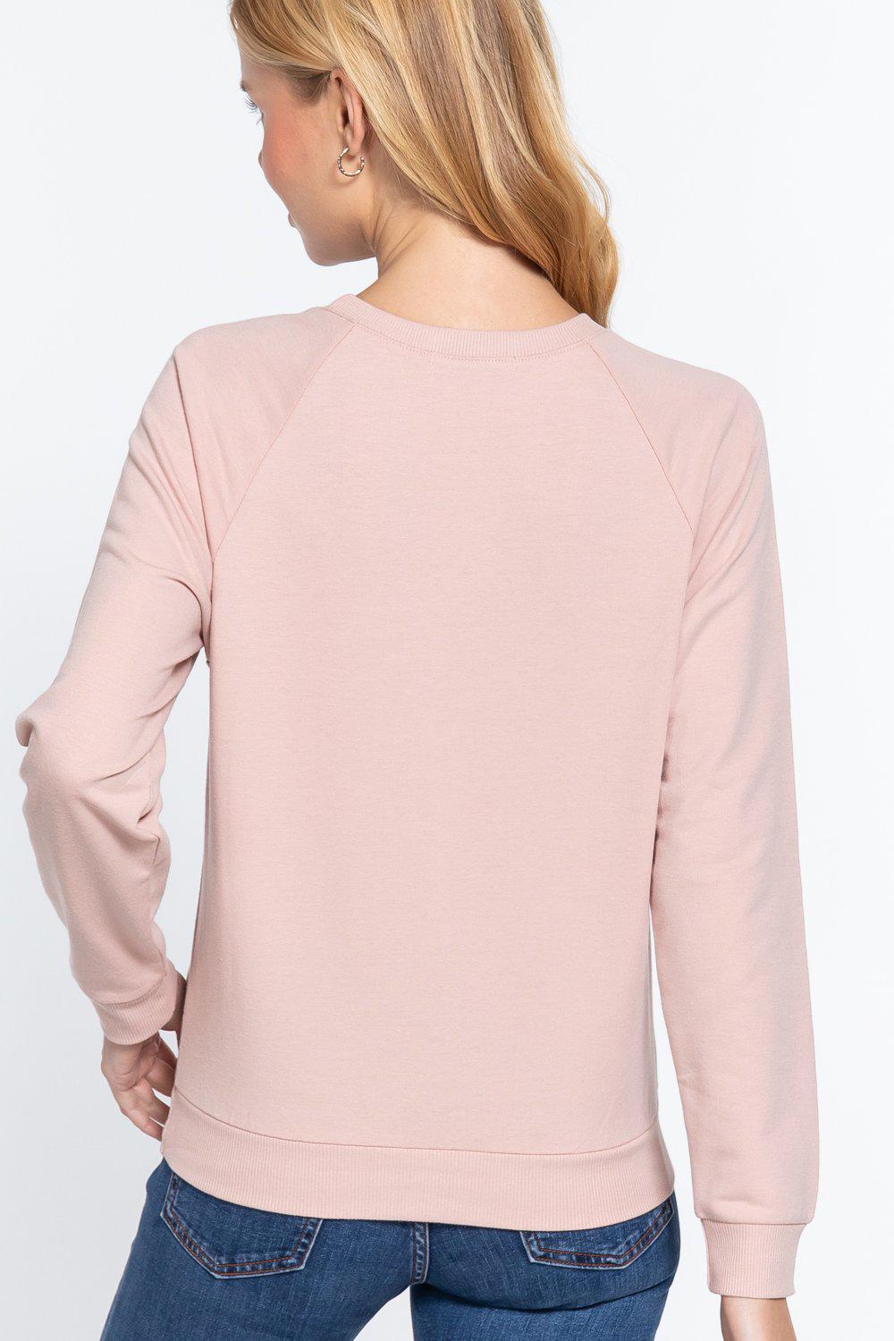 Valentine Hearts Sequins French Terry Pullover Top Blue Zone Planet