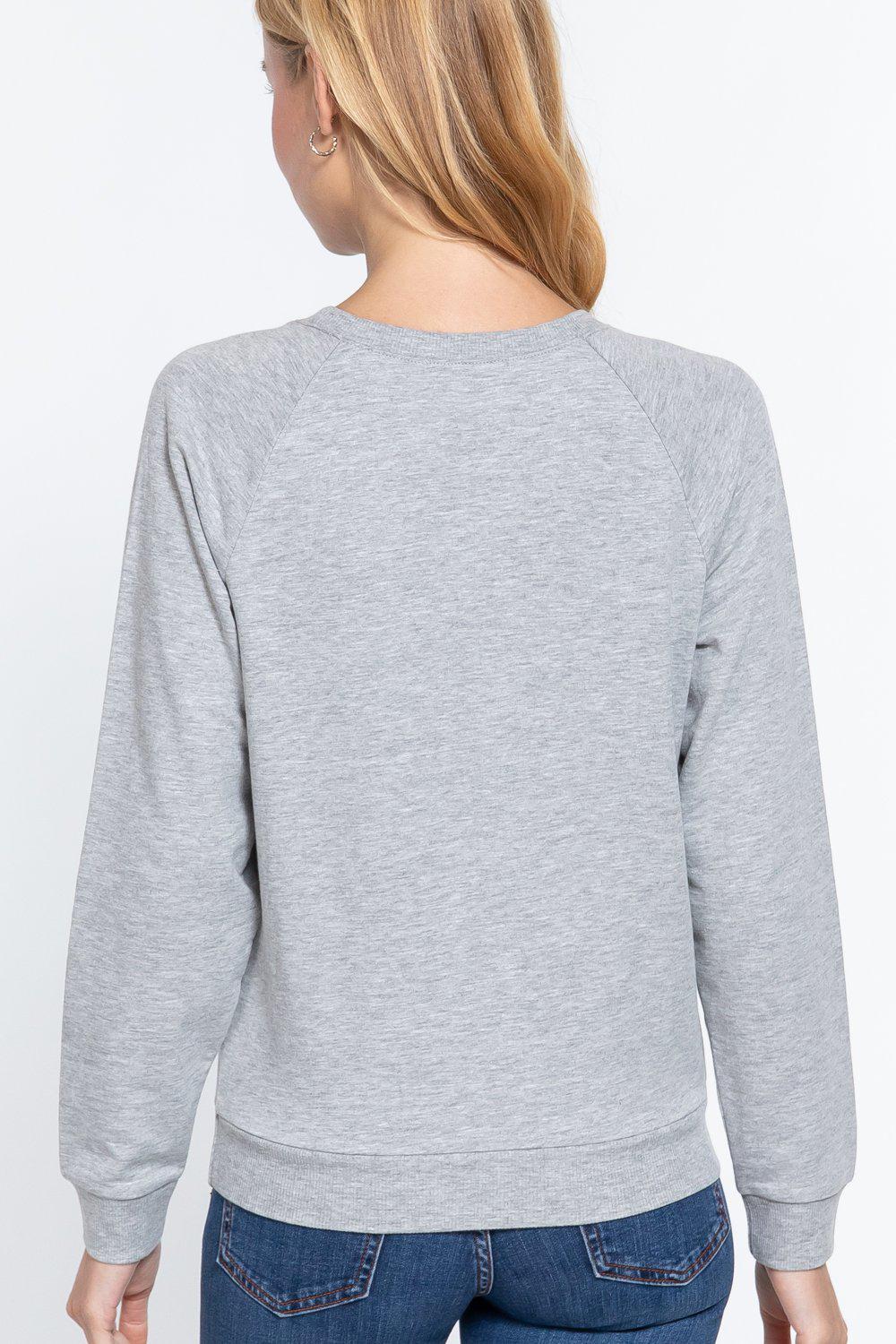 Valentine Hearts Sequins French Terry Pullover Top Blue Zone Planet
