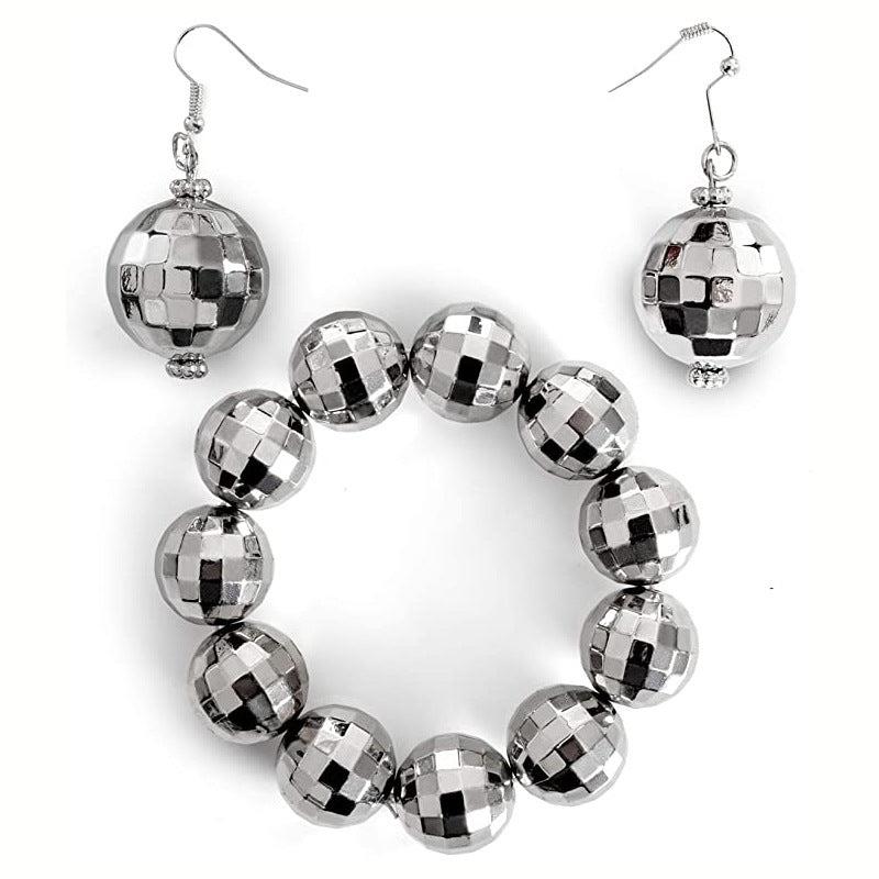 Vintage Disco Earrings 24mm Silver Blue Zone Planet