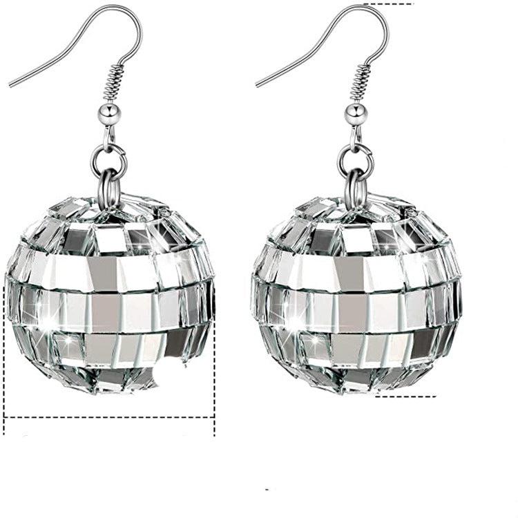 Vintage Disco Earrings 24mm Silver Blue Zone Planet