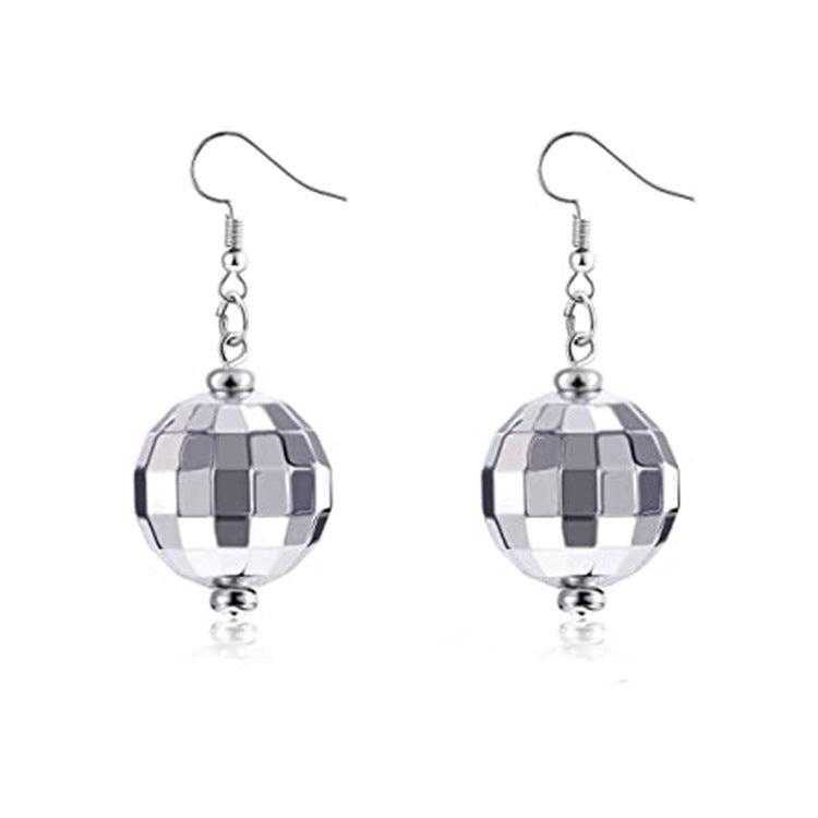 Vintage Disco Earrings 24mm Silver Blue Zone Planet