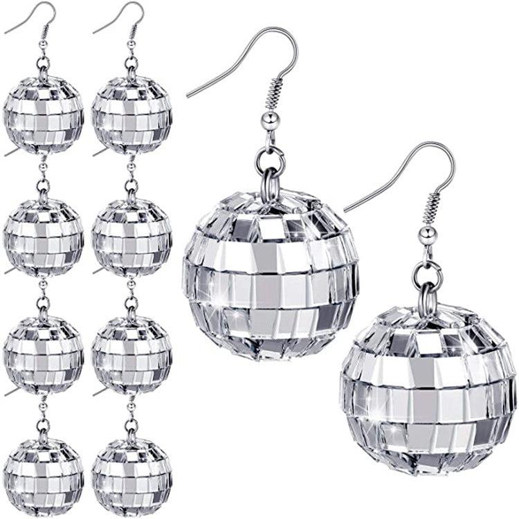 Vintage Disco Earrings 24mm Silver Blue Zone Planet