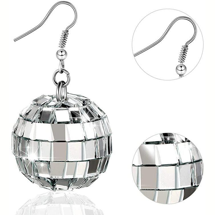 Vintage Disco Earrings 24mm Silver Blue Zone Planet