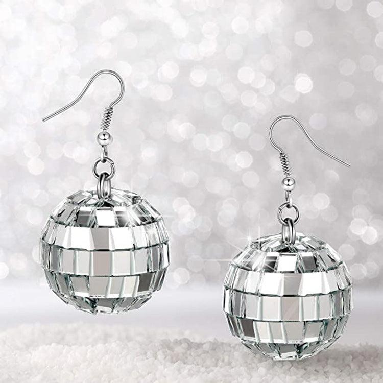 Vintage Disco Earrings 24mm Silver Blue Zone Planet