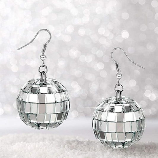 Vintage Disco Earrings 24mm Silver Blue Zone Planet