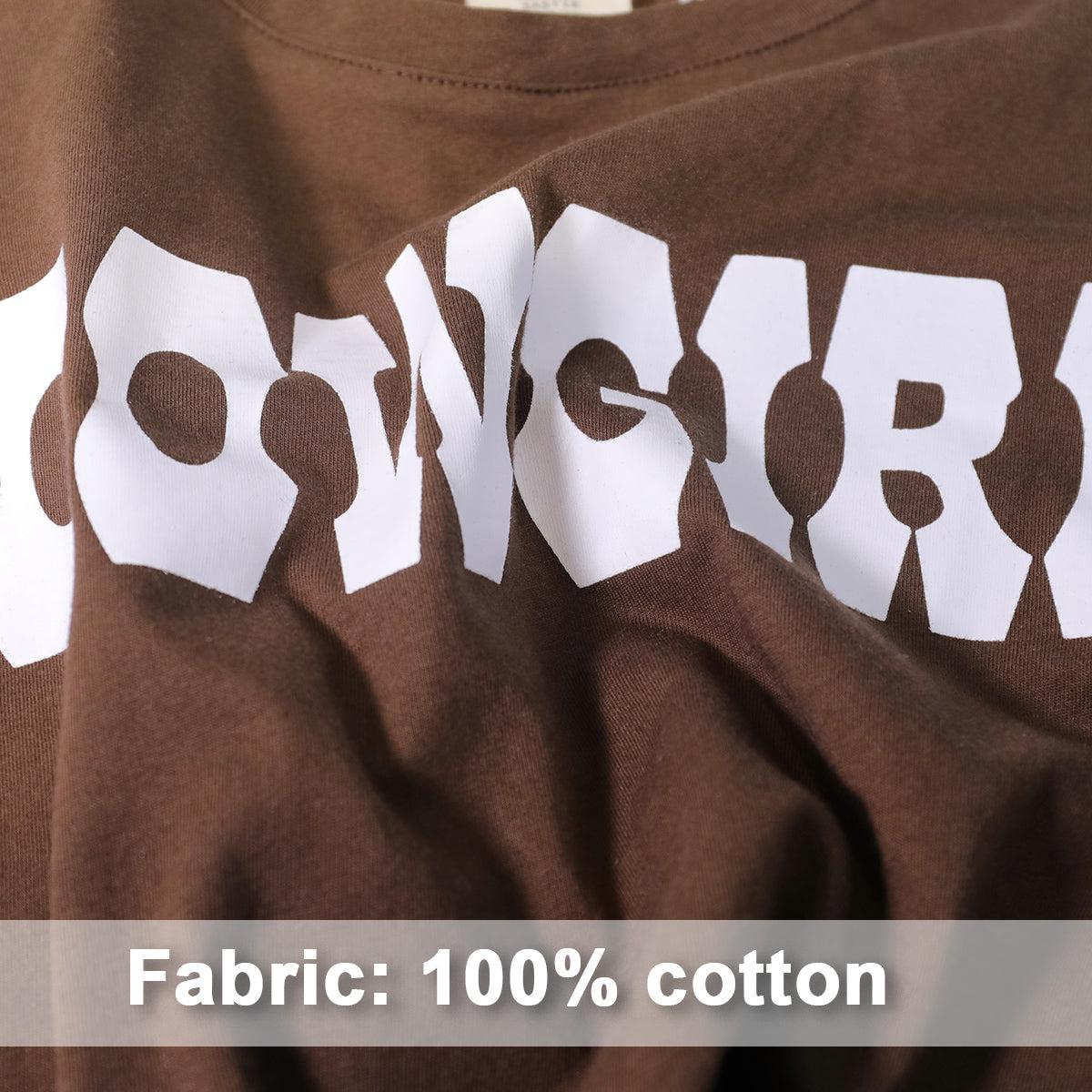 Vintage High Waist COWGIRL Letter Printed Cotton T-shirt Blue Zone Planet