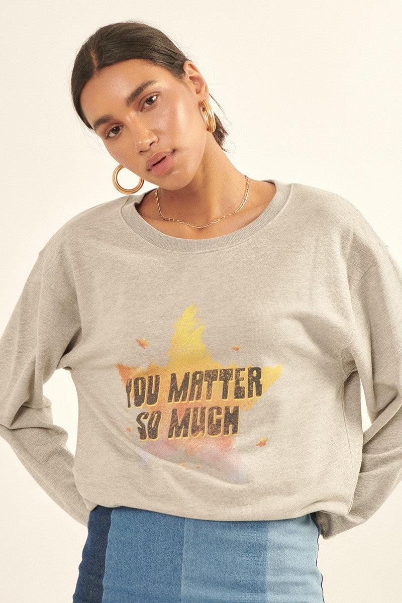 Vintage-style, Multicolor Star French Terry Knit Graphic Sweatshirt Blue Zone Planet