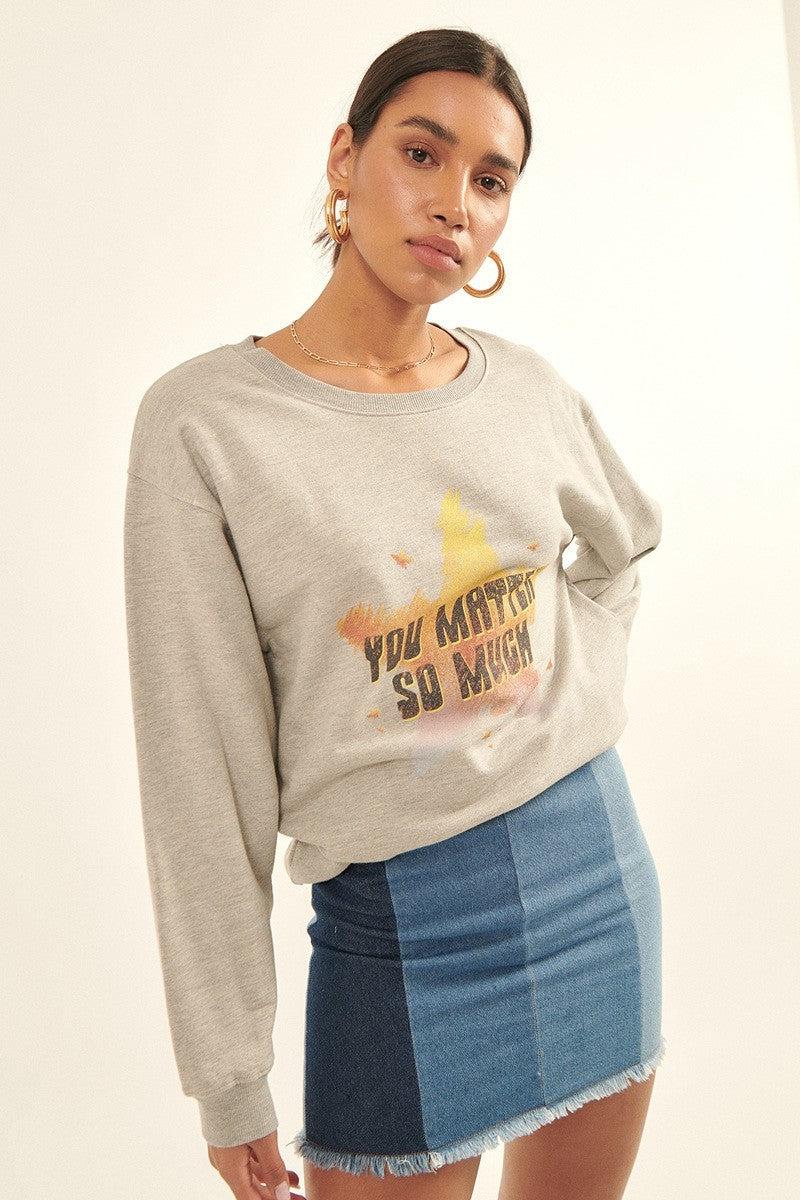 Vintage-style, Multicolor Star French Terry Knit Graphic Sweatshirt Blue Zone Planet