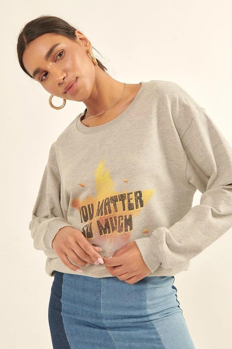 Vintage-style, Multicolor Star French Terry Knit Graphic Sweatshirt Blue Zone Planet