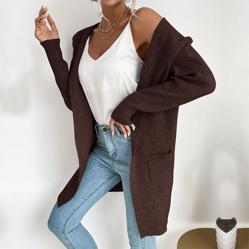Blue Zone Planet | hooded pit knitted sweater cardigan coat BLUE ZONE PLANET