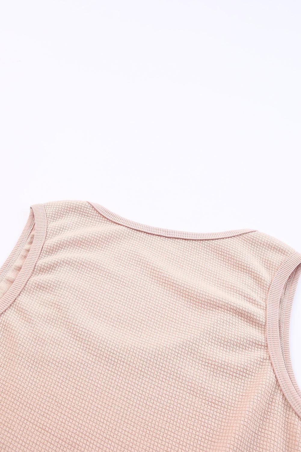 Waffle-Knit Scoop Neck Tank Top BLUE ZONE PLANET