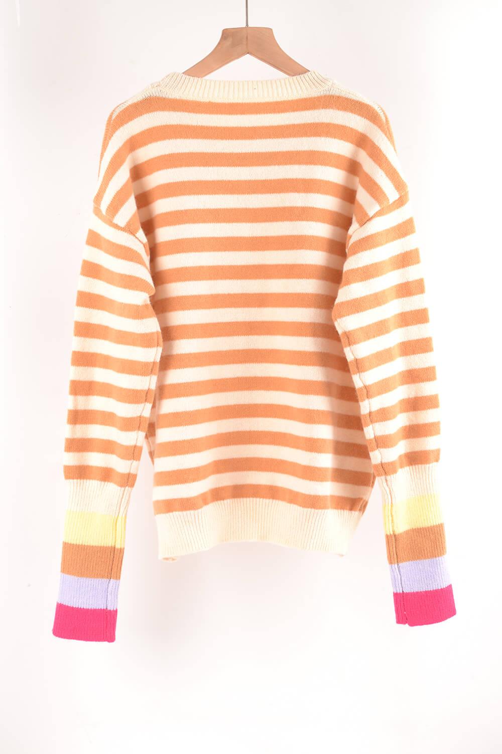 Warm Spice Striped Round Neck Sweater BLUE ZONE PLANET