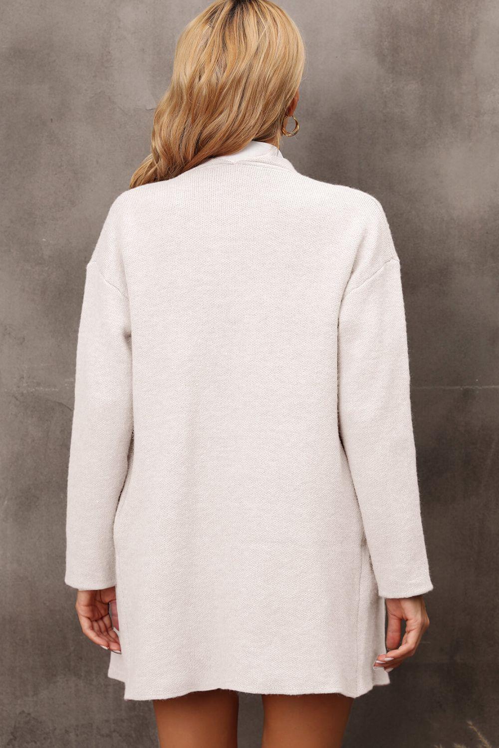 Waterfall Collar Longline Cardigan with Side Pockets BLUE ZONE PLANET