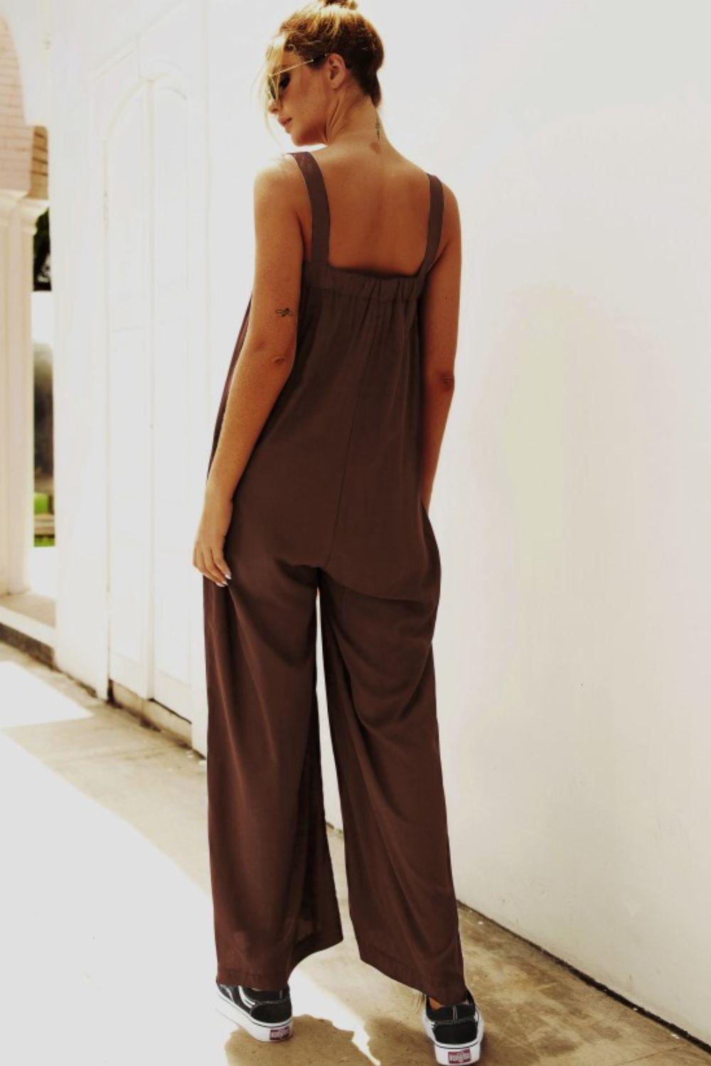 Wide Strap Wide Leg Jumpsuit BLUE ZONE PLANET