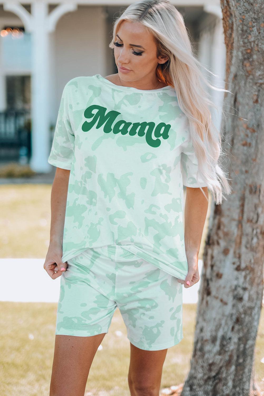 Women Printed Letter Graphic Lounge Set BLUE ZONE PLANET