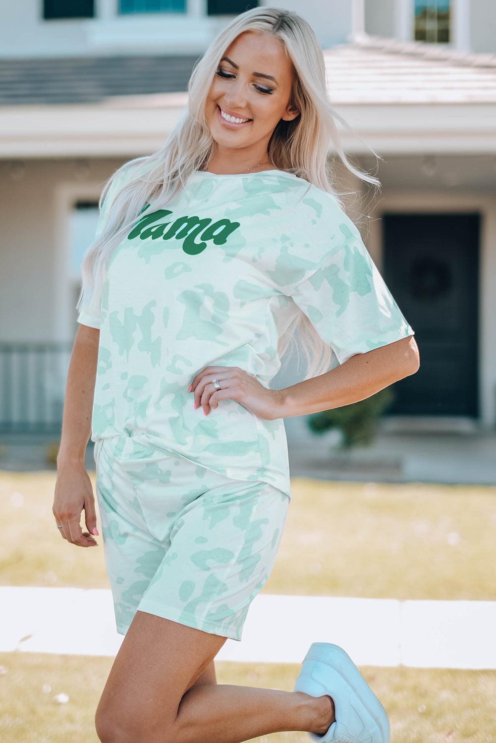 Women Printed Letter Graphic Lounge Set BLUE ZONE PLANET
