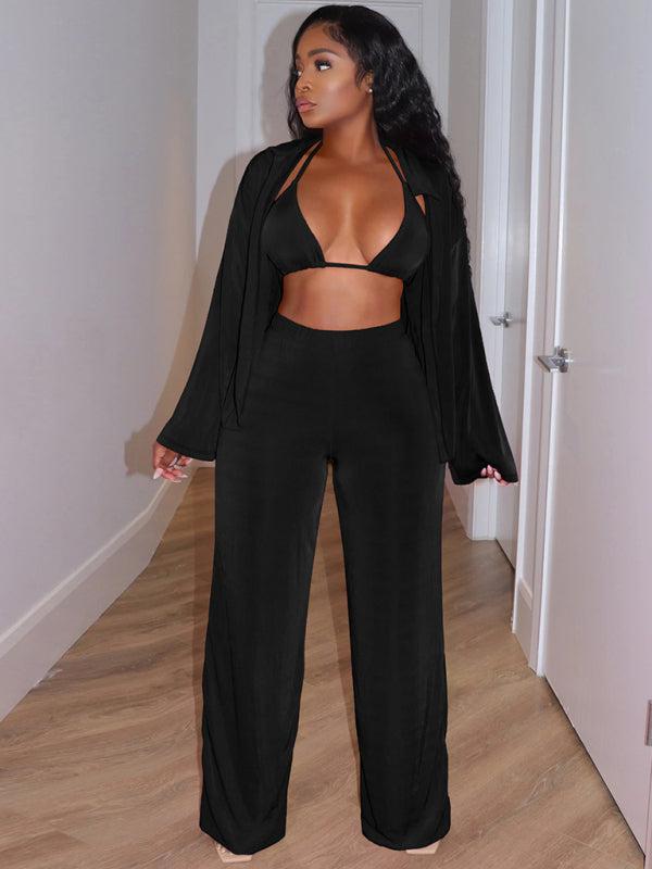 Women's fashionable casual velvet warm suit-TOPS / DRESSES