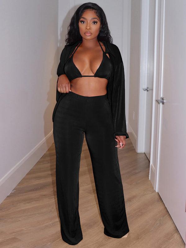 Women's fashionable casual velvet warm suit-TOPS / DRESSES