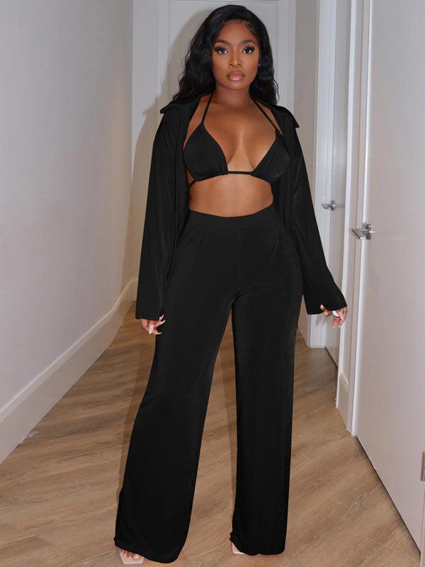 Women's fashionable casual velvet warm suit-TOPS / DRESSES