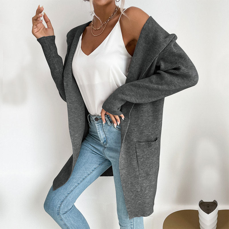 Blue Zone Planet | hooded pit knitted sweater cardigan coat BLUE ZONE PLANET