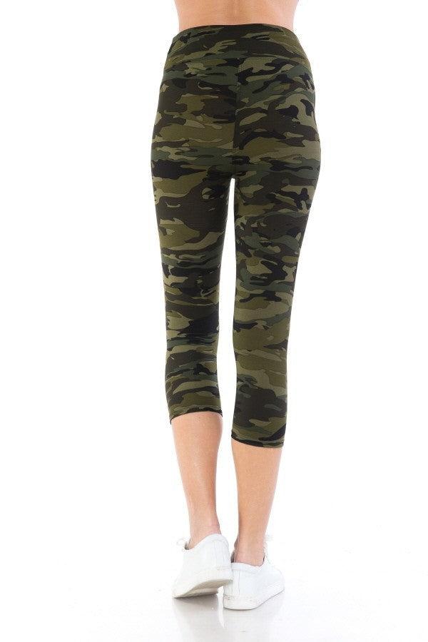Yoga Style Banded Lined Tie Dye Printed Knit Capri Legging With High Waist. Blue Zone Planet