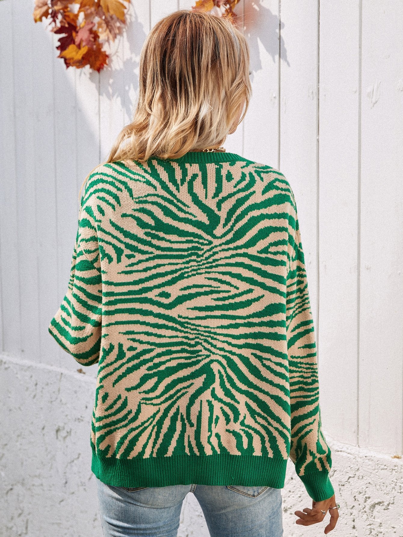 Zebra Print Button Down Cardigan BLUE ZONE PLANET