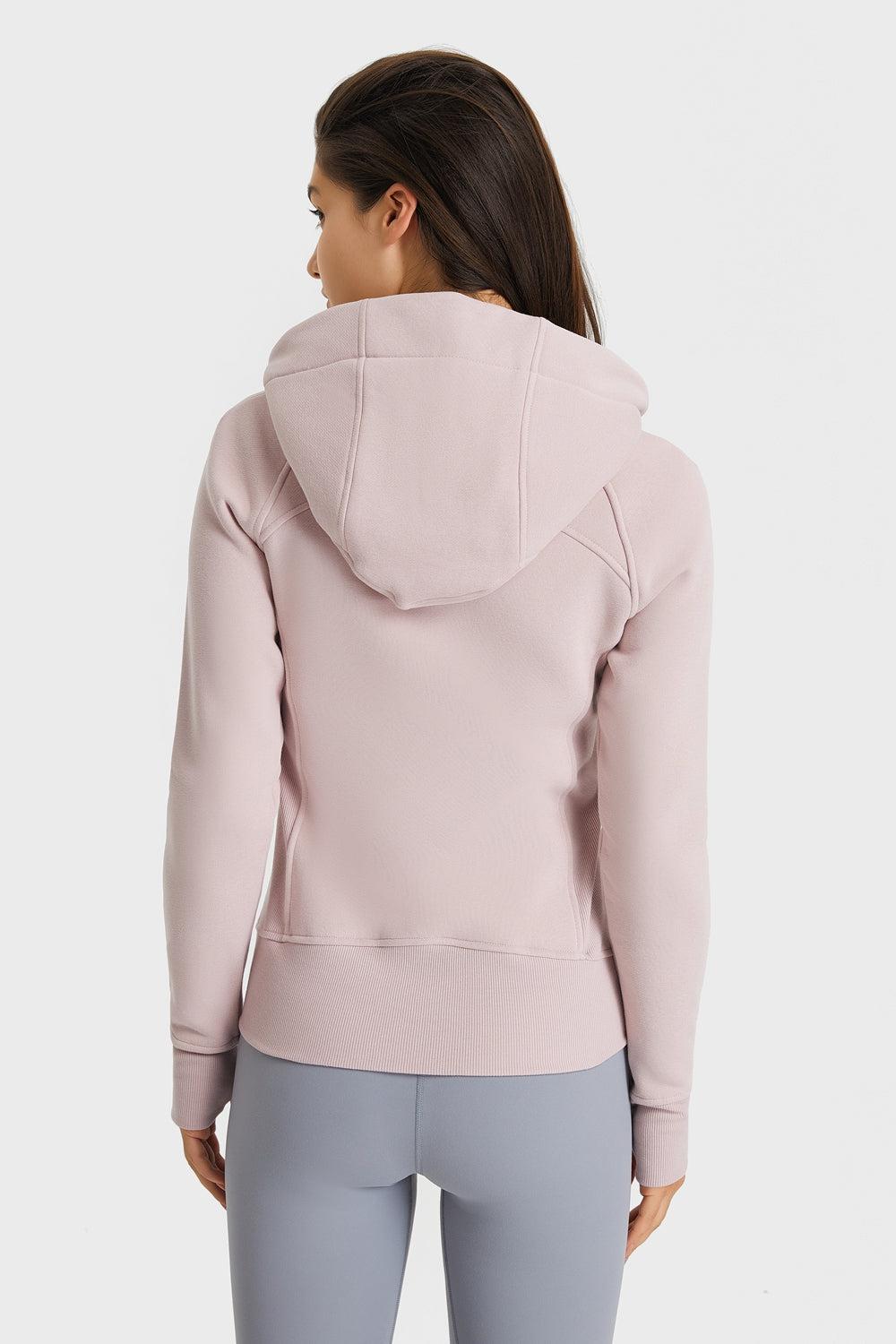 Zip Up Seam Detail Hooded Sports Jacket BLUE ZONE PLANET