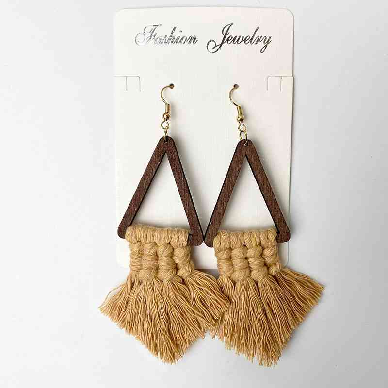 Tassel Detail Geometric Earrings BLUE ZONE PLANET