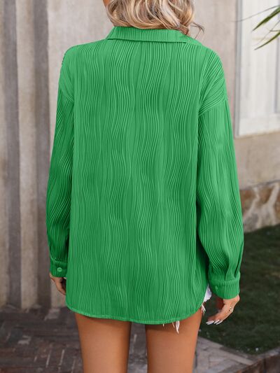 Button Up Dropped Shoulder Shirt Trendsi