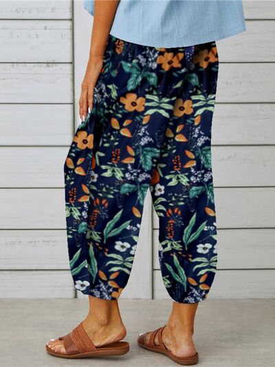 Blue Zone Planet |  Printed Tied Cropped Pants BLUE ZONE PLANET