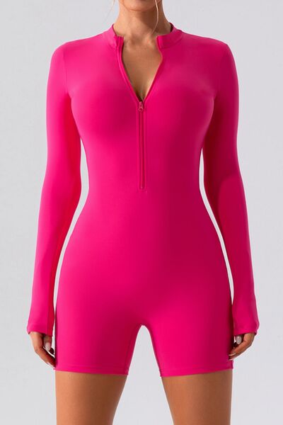 Blue Zone Planet | Half Zip Long Sleeve Active Romper BLUE ZONE PLANET