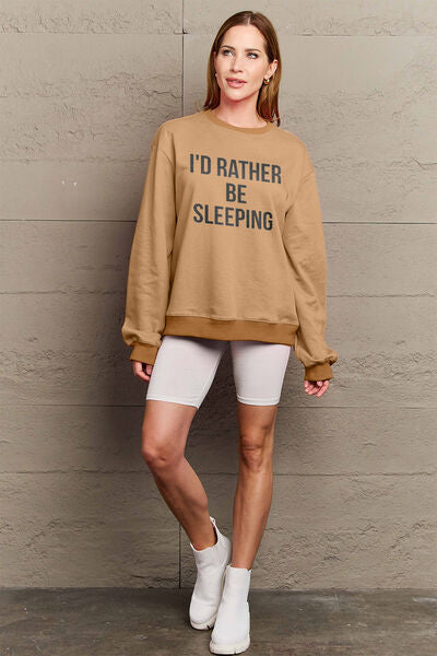 Blue Zone Planet | Simply Love Full Size I'D RATHER BE SLEEPING Round Neck Sweatshirt BLUE ZONE PLANET