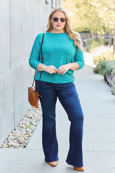 Blue Zone Planet | Basic Bae Full Size Round Neck Batwing Sleeve Blouse BLUE ZONE PLANET