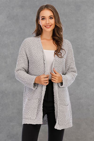 Blue Zone Planet | Pocketed Open Front Long Sleeve Cardigan BLUE ZONE PLANET
