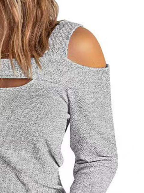 Full Size Cutout Cold Shoulder Blouse BLUE ZONE PLANET