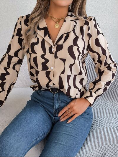 Blue Zone Planet | Printed Button Up Long Sleeve Shirt BLUE ZONE PLANET
