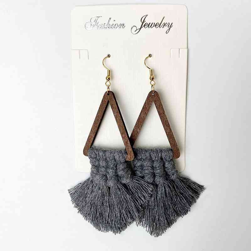 Tassel Detail Geometric Earrings BLUE ZONE PLANET