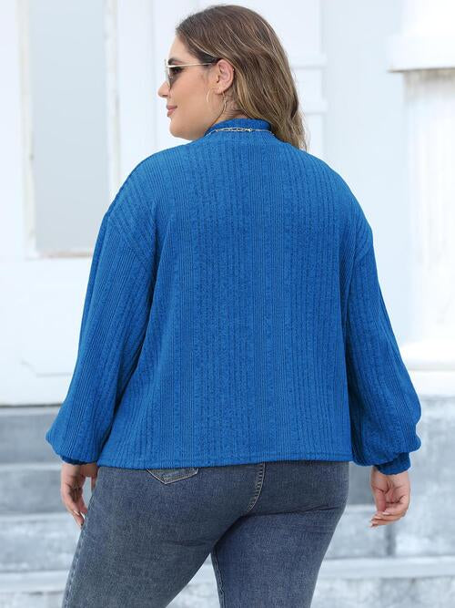 Plus Size Mock Neck Long Sleeve Knit Top BLUE ZONE PLANET